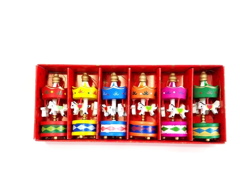 Decorative 6-Piece Colorful Mini Carousel