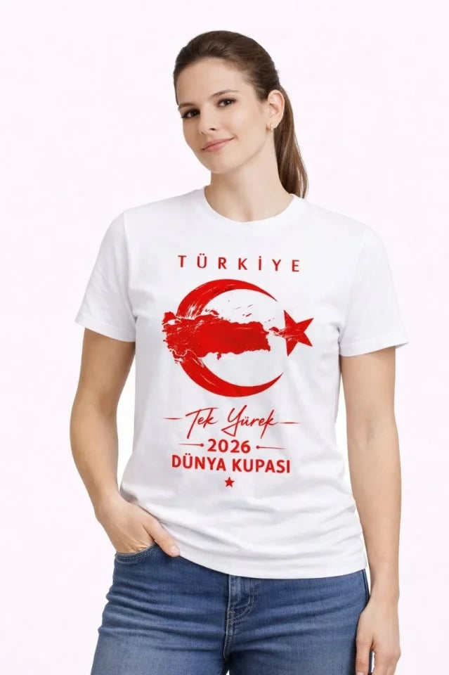 TÜRKİYE Ay Yıldız 2026 Dünya Kupasi Taraftar Forma T-Shirt - Beyaz