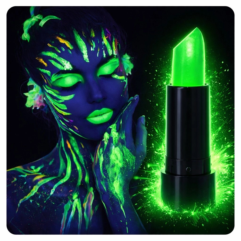 Mey İthalat® UV Neon Yeşil Ruj - Karanlıkta Parlayan Makyaj Boyası