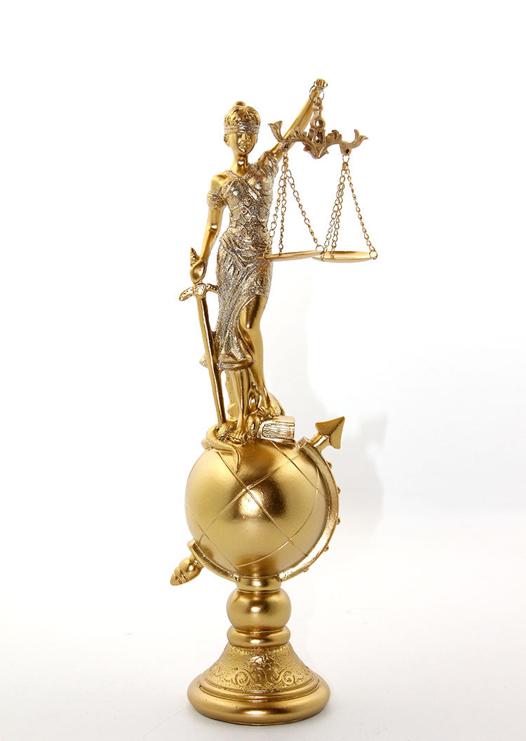 Justice Figurine on a Polyester World Globe Model 2