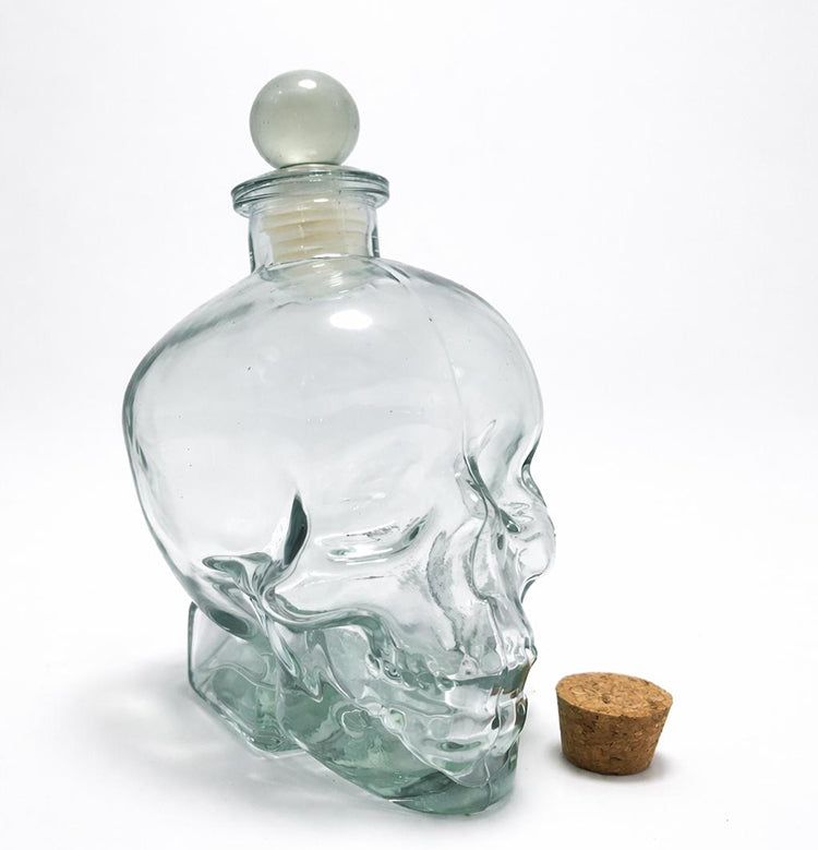 Glass Skull Drink Bottle 16 cm