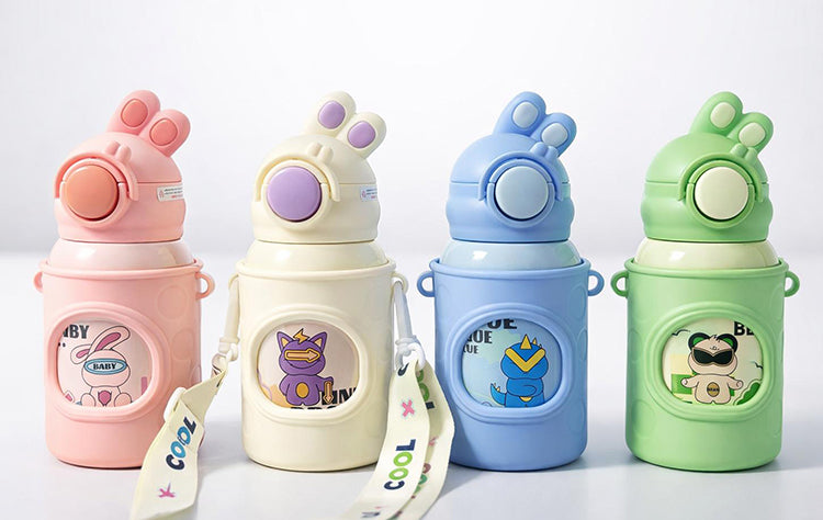 زجاجة مياه من الفولاذ المقاوم للصدأ بسعة 500 مل بأذني أرنب