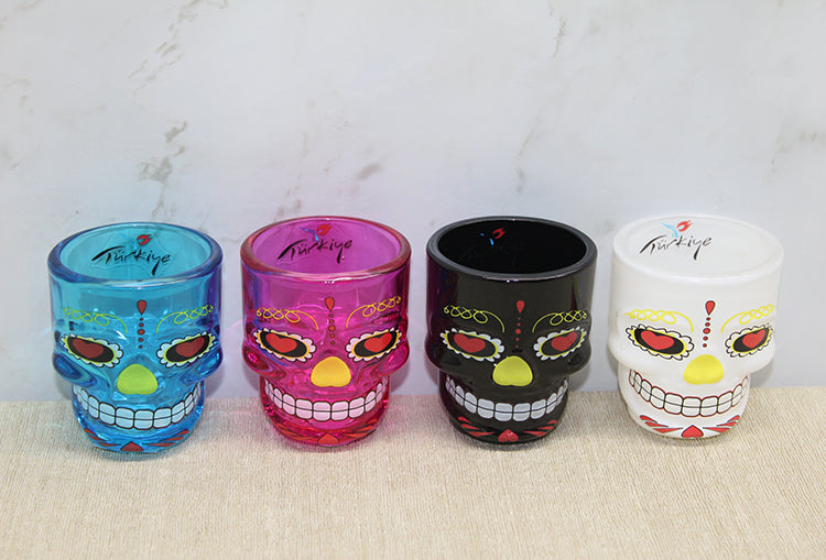 Istanbul Themed Glass Skull Shot Glass Colorful Model 2