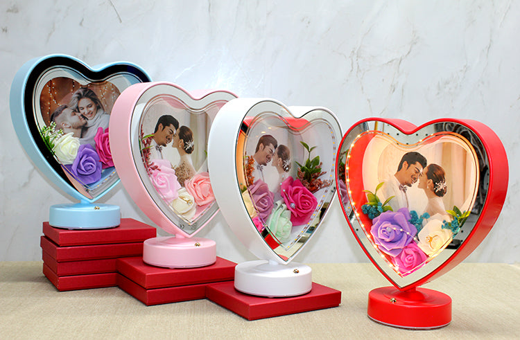 Personalized Heart-Shaped LED Frame with Photo Area - Model 2