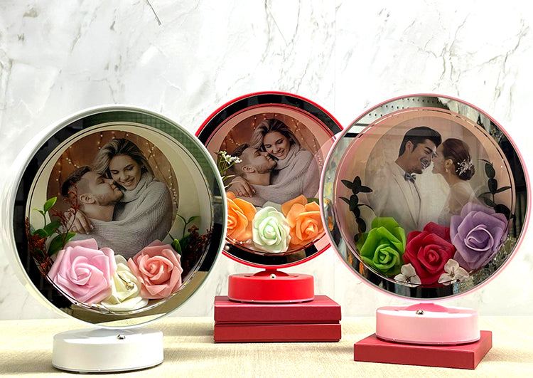 Personalized Rose Pattern LED Photo Frame