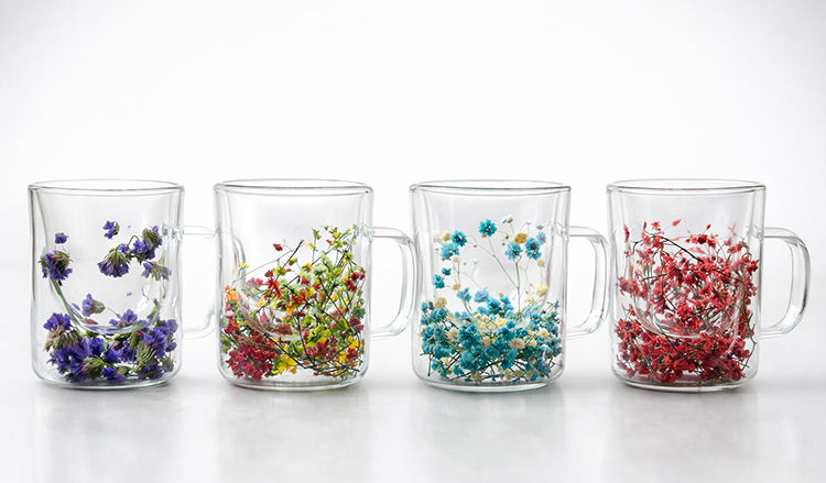 Double Wall Floral Borosilicate Mug - Model 3