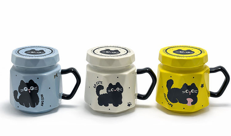 Ceramic Mug with Cat Print Lid
