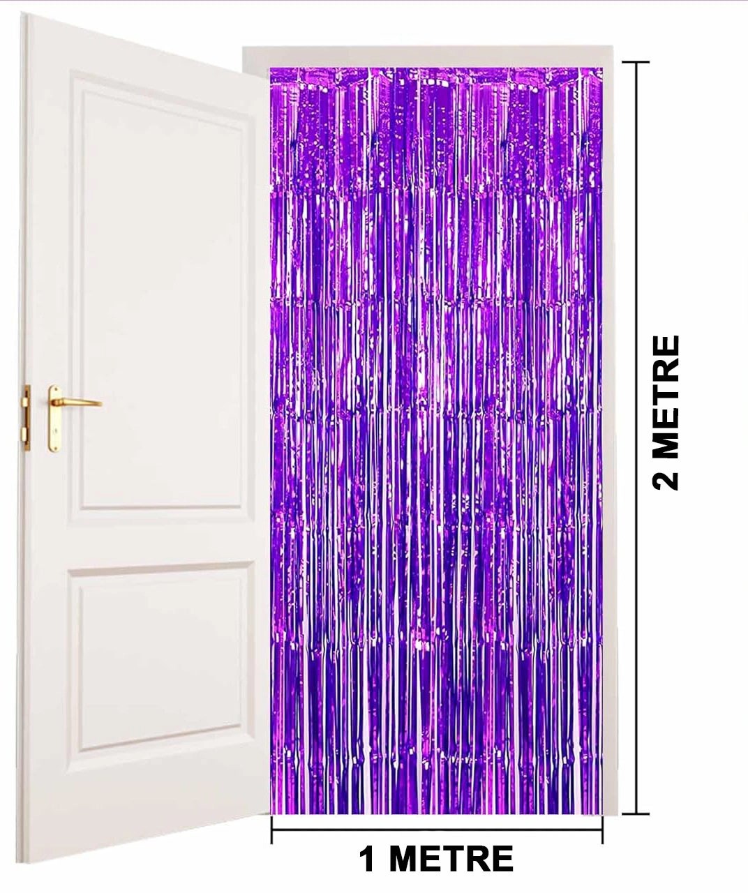 Mey İthalat® Mor Renk Ekstra Metalize Parlak Saçaklı Arka Fon Perde İthal A Kalite 1x2 Metre