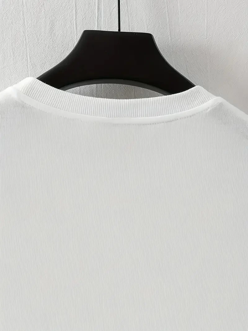 LB Printed Front and Back Oversized Crew Neck Short Sleeve T-shirt - White