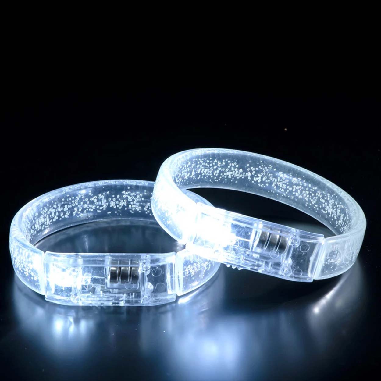 White-Silver LED Light-Up Printable Battery-Powered Bracelet 1.5 cm Wide (5347)