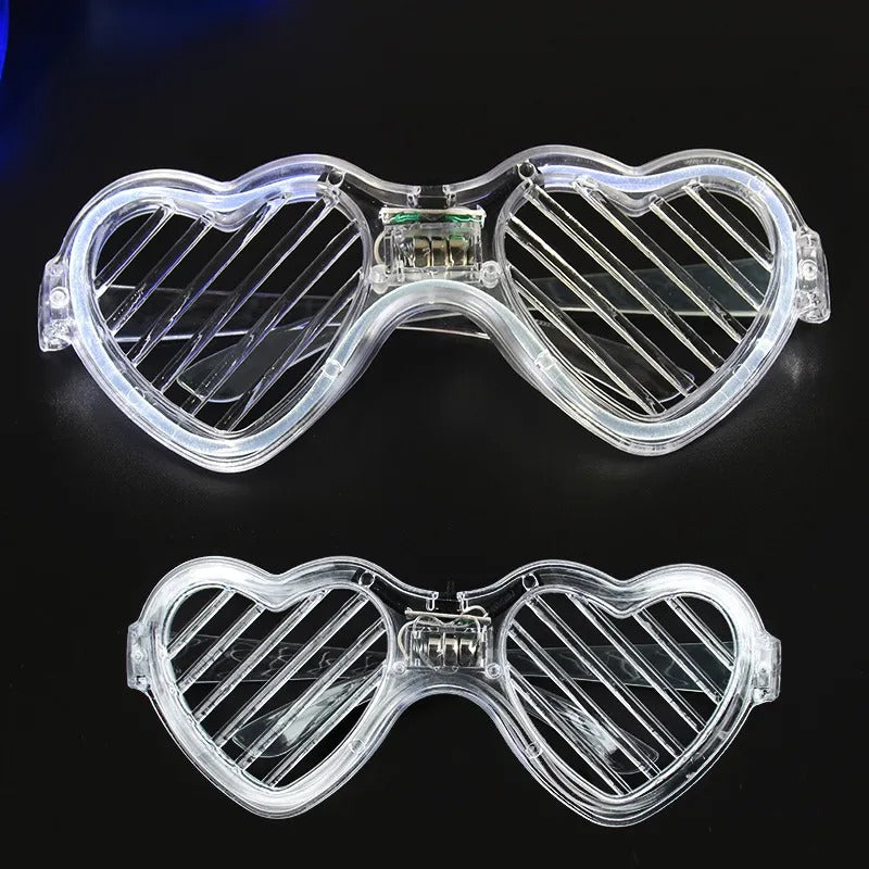 White LED Light-Up Heart Glasses - 3-Mode Party - Glow Glasses (5347)
