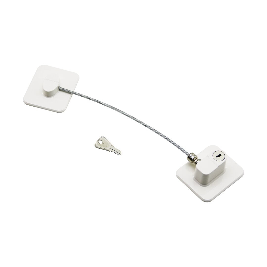 WHITE PLATE ROPE SAFETY LOCK 5X6CM ADHESIVE MOUNTING=2PCS PLATE ROPE=18.8CM (5347)