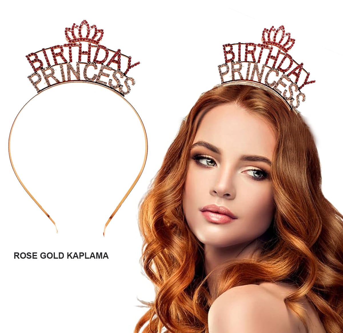 Birthday Princess Crystal Crown - Rose Gold Plating