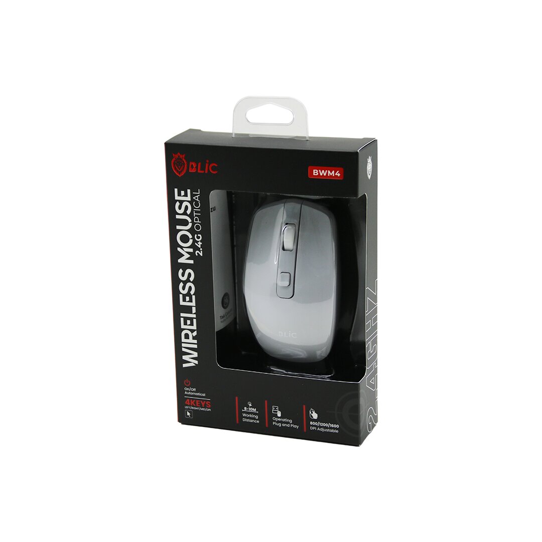 BLİC-BWM4 BEYAZ KABLOSUZ MOUSE 2.4G 8-10M DİSTANCE WİRELESS - KABLOSUZ 1600DPI (5347)