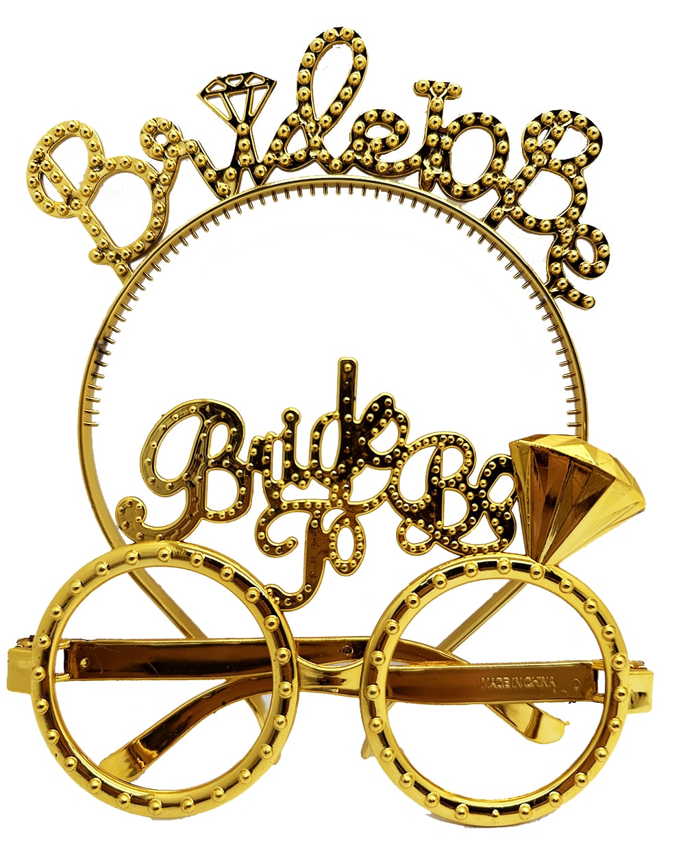 طقم تاج "Bride To Be" ونظارة "Bride To Be" لون ذهبي (5347)