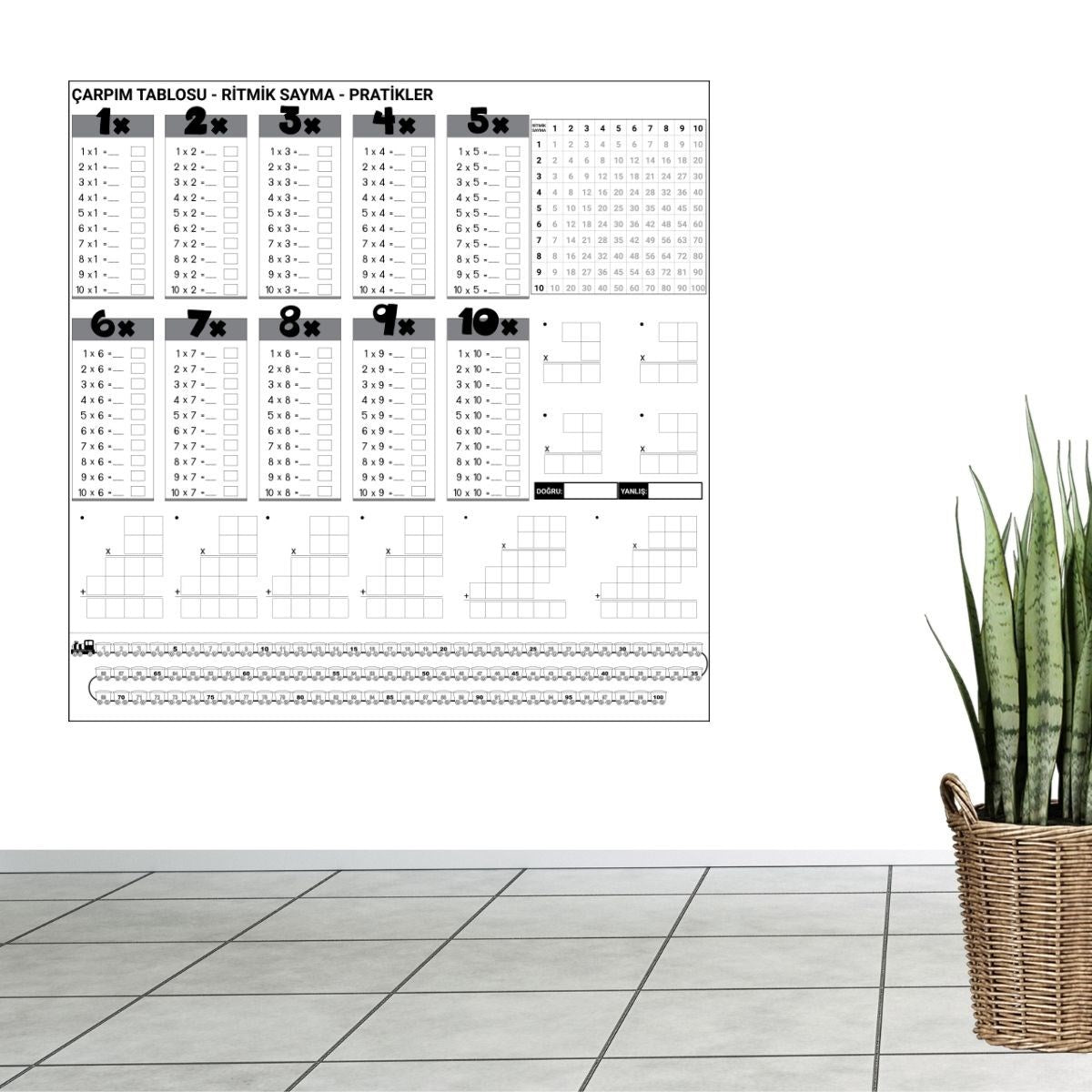 Starixa® Multiplication Table Memorization Magnetic Wall Sticker 105 x 100 cm