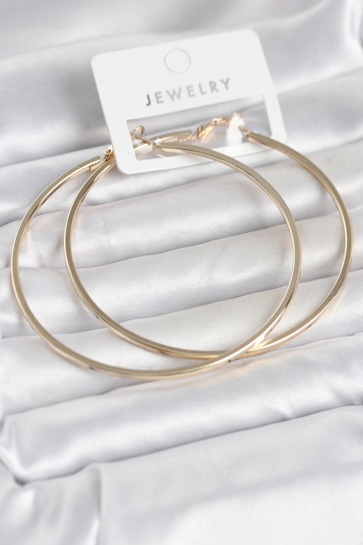 Mey İthalat® Gold Renk Pirinç Köşeli Kenar Halka 72 mm Kadın Küpe