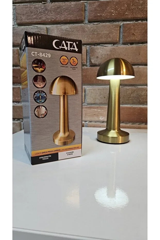GOLD Mantar Lamba CT-8429 Lizbon 3 Renk Şarjlı Masa Lambası (5347)