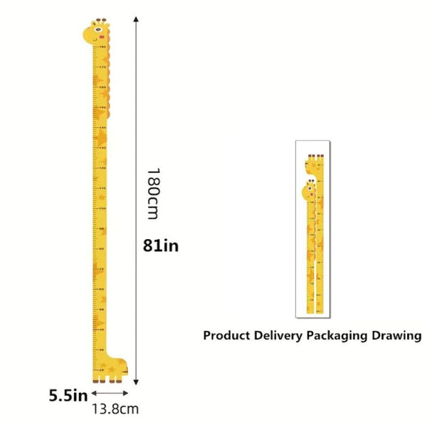 Cute Yellow Giraffe Height Measurement Sticker