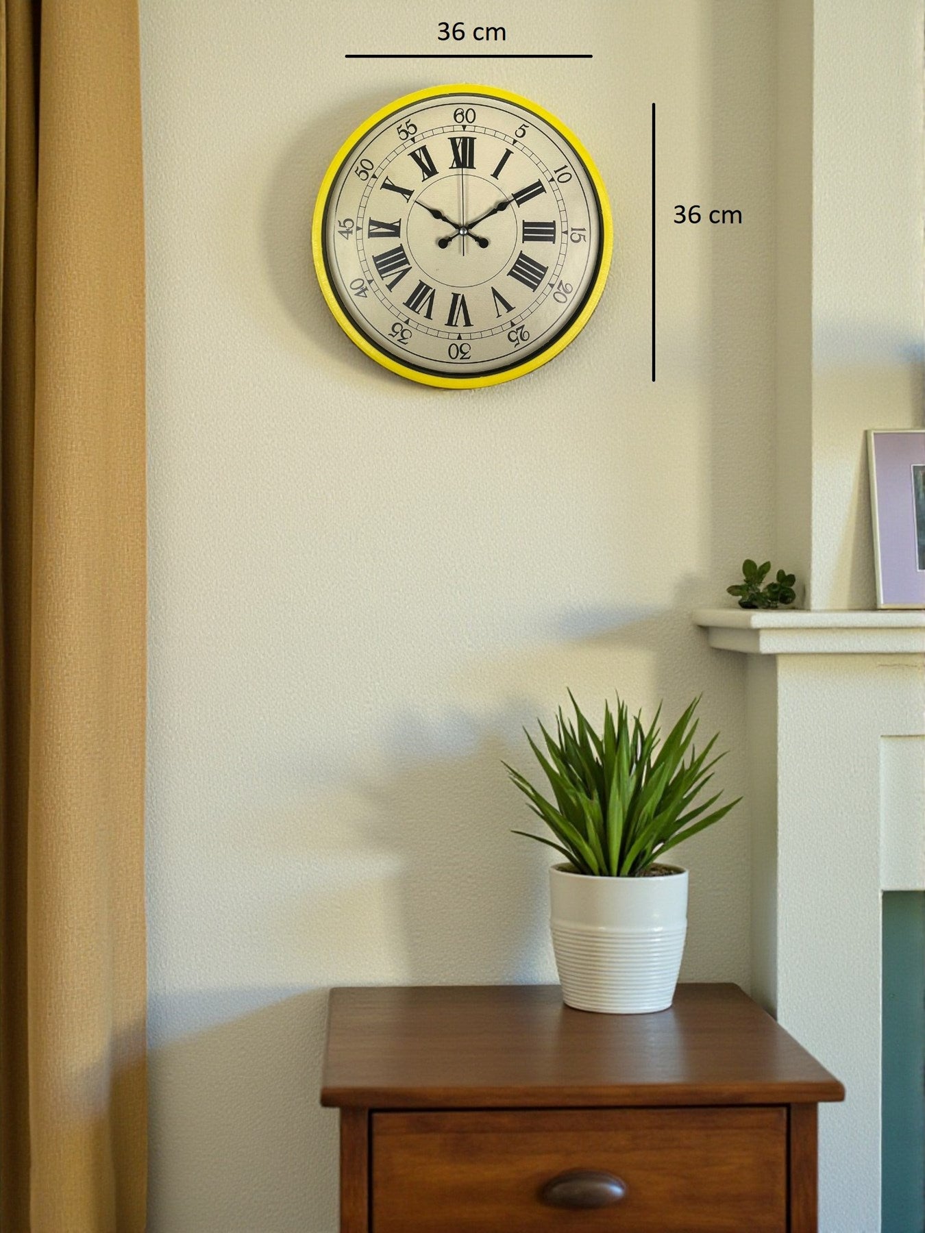 36 Cm Sarı Retro Duvar Saati