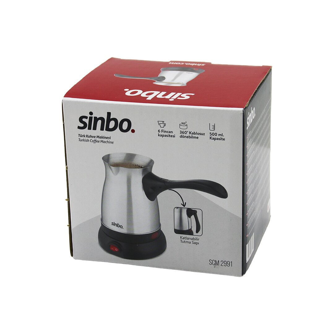 ÇELİK ELEKTRİKLİ CEZVE TÜRK KAHVE MAKİNESİ - 6FİNCAN=500ML 360 DERECE KABLOSUZ KULLANIM KATLANIR KULP 600W SCM-2991 (5347)
