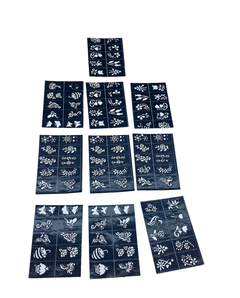 استنسل حناء على شكل أنبوب مزخرف بالورود 10 × 14 سم - 12 قطعة (5347)