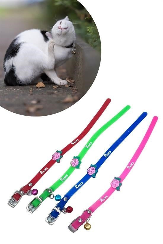 Çıngıraklı Zilli Sevimli Renkli Slikon Kedi Köpek Boyun Tasması (5347)
