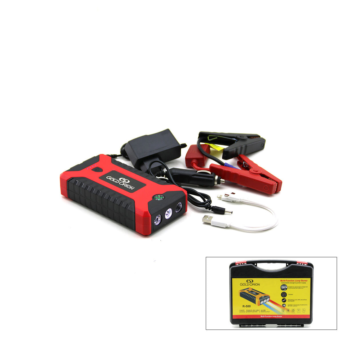 ÇOK FONKSİYONLU ATO - ARAÇ TAKVİYE SET TAŞINABİLİR 4 USB ÇIKIŞLI POWERBANK ÖZELLİK - FENER - COB - PUSULA (5347)