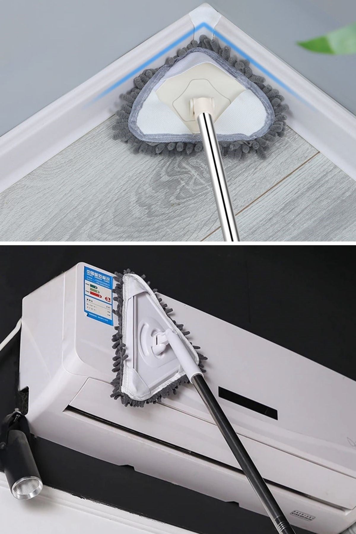 Starixa® Teleskopik Saplı 150 cm Üçgen Mop Cam Duvar Tavan Fayans Parke Temizleyici Mop