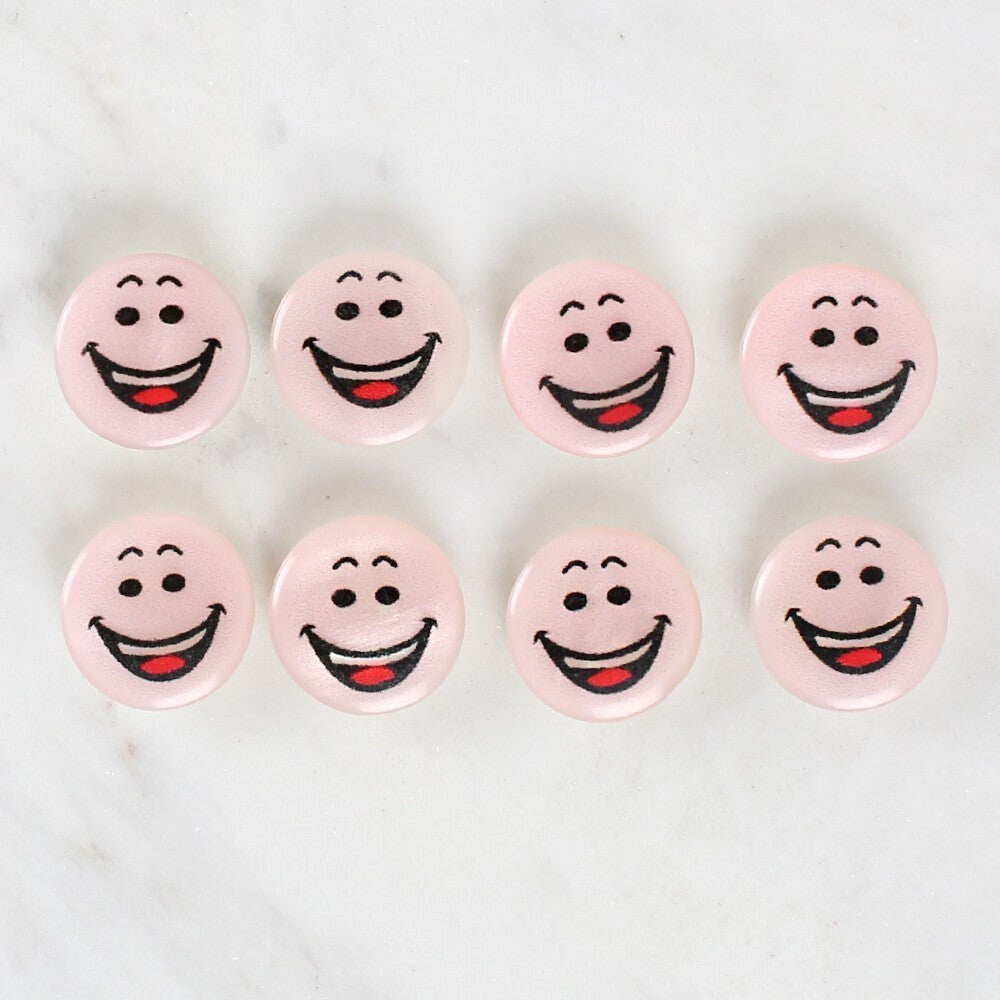 Loren Crafts 8-Piece Smiling Face Button - 1025