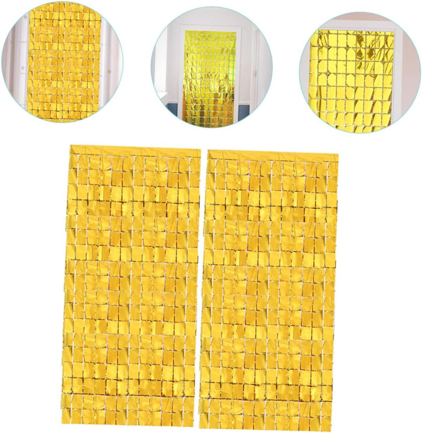 Gold Color Disco Rectangular Cut Door Curtain Gold
