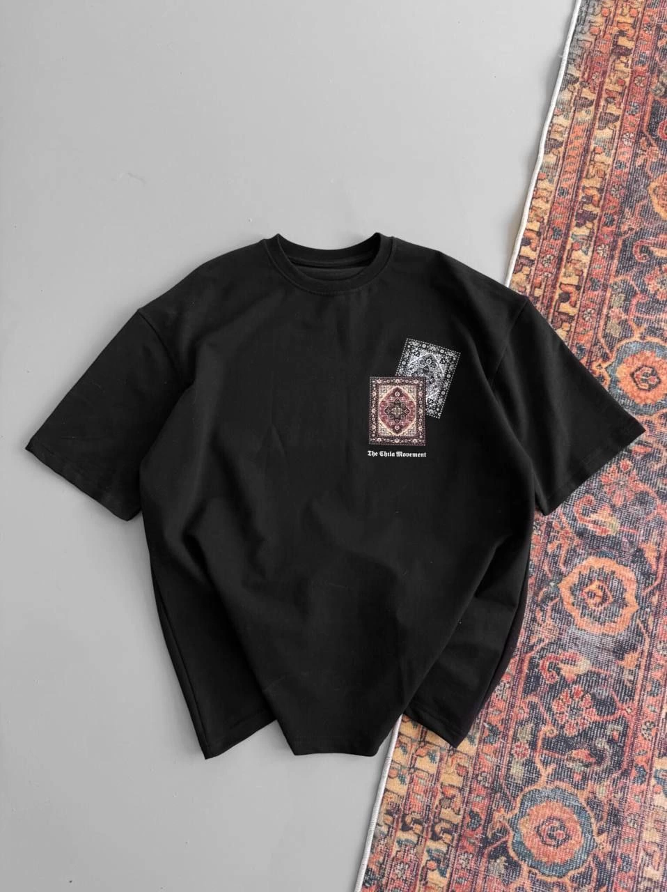 Men's Printed Oversize T-shirt - Black