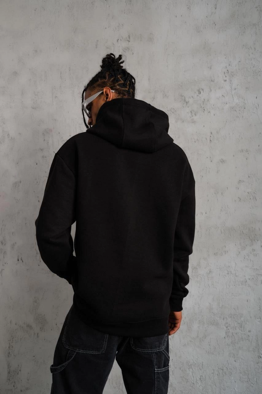 Men's Plain Hooded Sweatshirt - Black