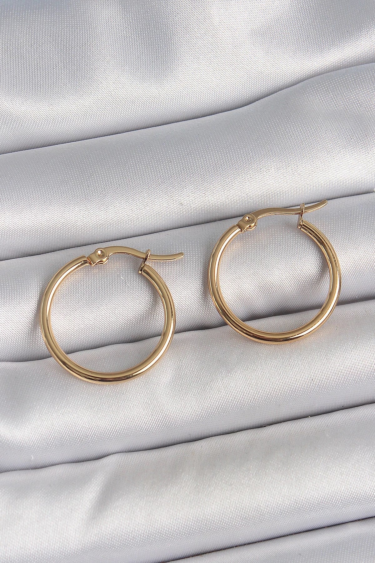 Mey İthalat® 316 Çelik Gold Renk 22mm Kadın Halka Model Kadın Küpe