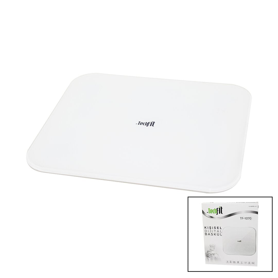 GİZLİ EKRAN -SOFT BEYAZ CAM ZEMİN DİJİTAL BASKÜL TERAZİ 180KG SENSÖR -LED EKRAN -ODA℃ TF-1070 (5347)