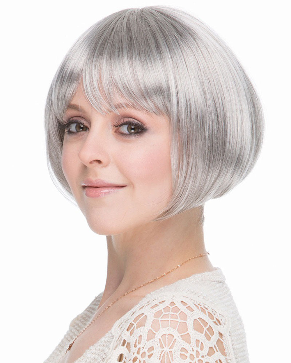 Gray Silver Color Straight Cut Lined Bob Party Wig