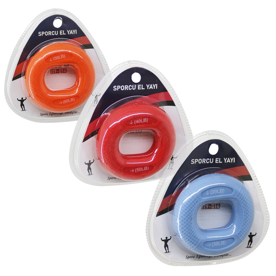 HALKA MODEL RENKLİ SPORCU SİLİKON EL YAYI ÇİFT KULLANIM = 20-30LBS - 40-50LBS - 50-60LBS (5347)