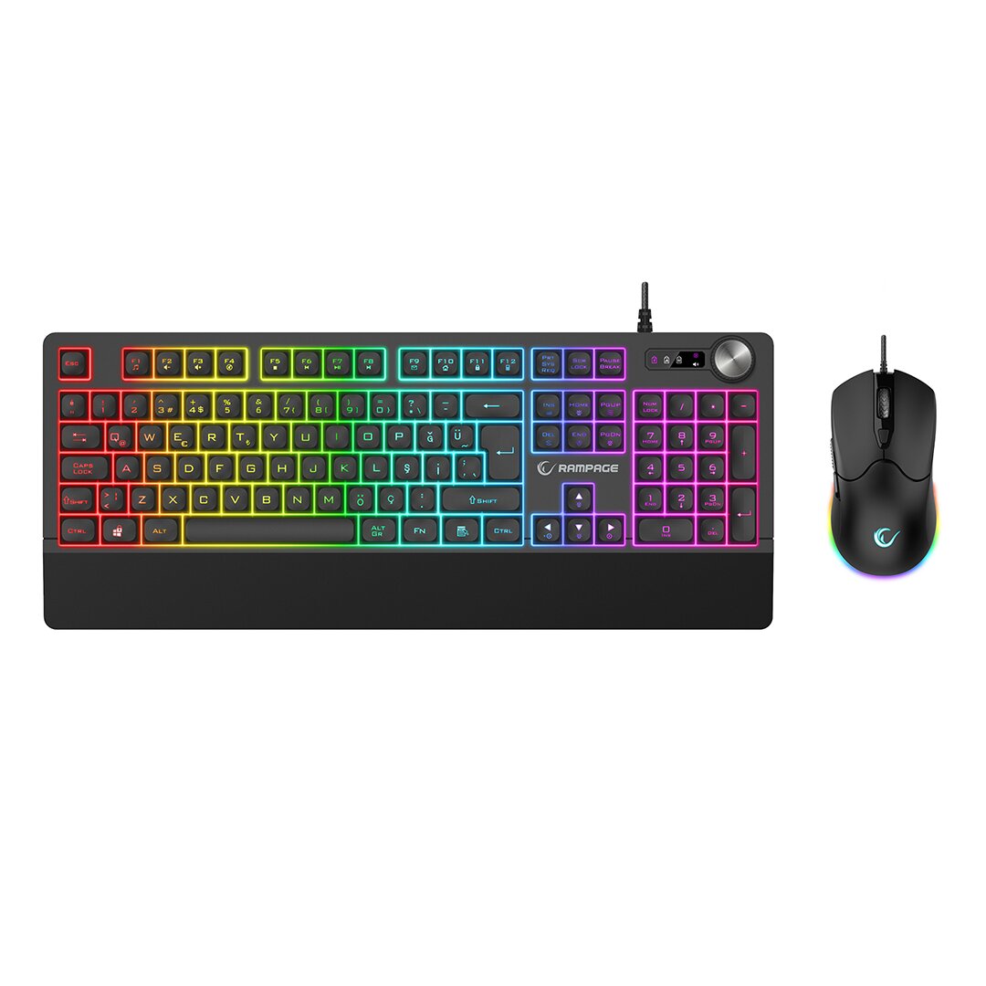 JAZZY V2 OYUNCU KLAVYE - MOUSE SET MEKANİK USB KABLO RGB AYDINLATMA 12800 DPI (5347)