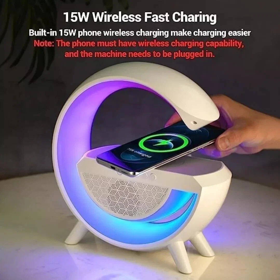 Kablosuz Telefon Şarj Bluetooth Hoparlör Istasyonu Ses Rgb Atmosfer Gece Işık Bt-2301 (5347)