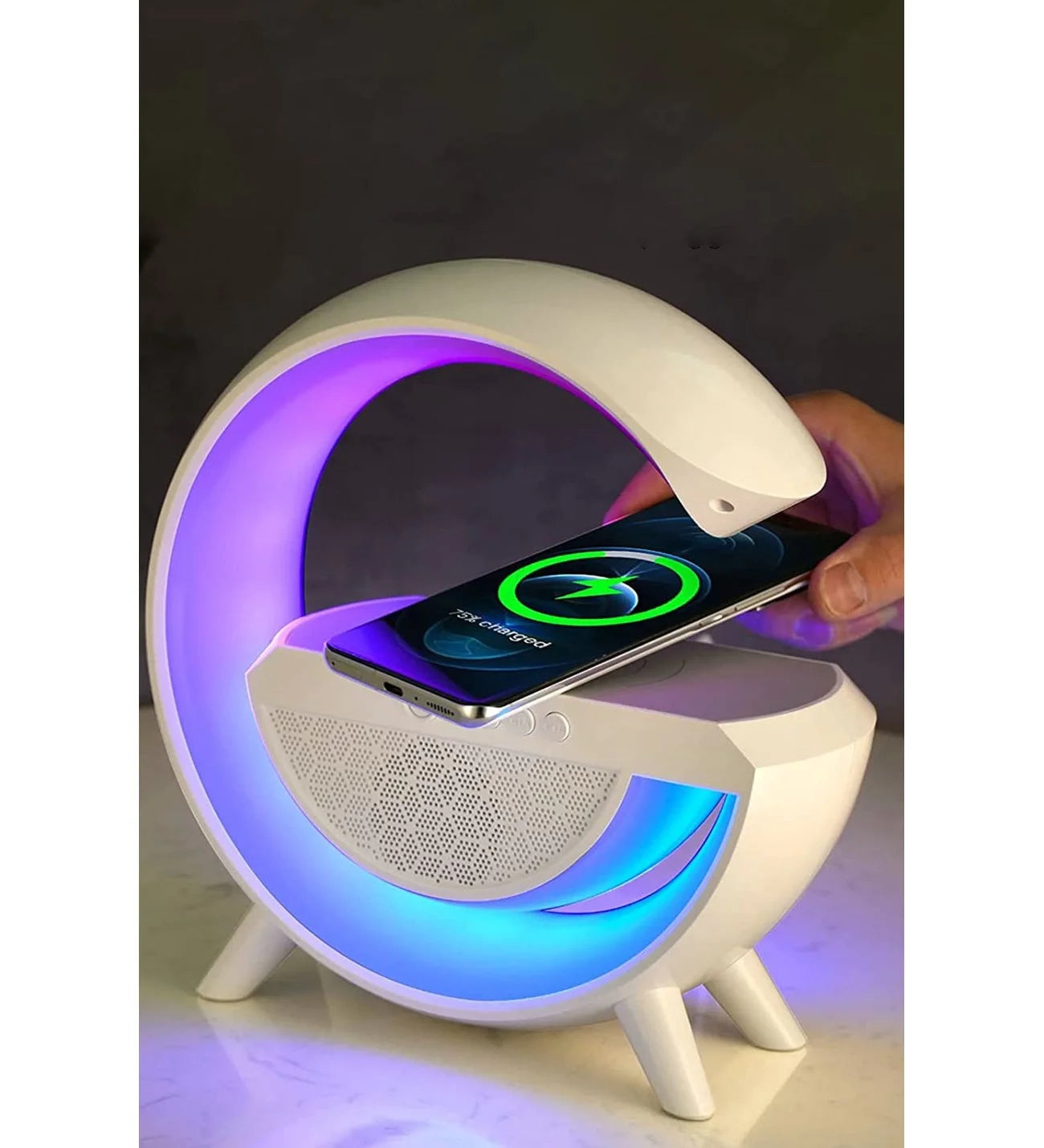 إضاءة محيطة لاسلكية، متصلة عبر USB، عمر بطارية طويل للغاية، 7 خيارات ألوان، حامل شحن للهاتف BT2301 (5347)