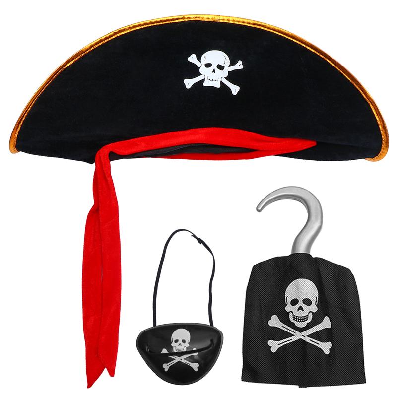 Velvet Jack Pirate Hat, Eye, and Eye Mask Kids' Size