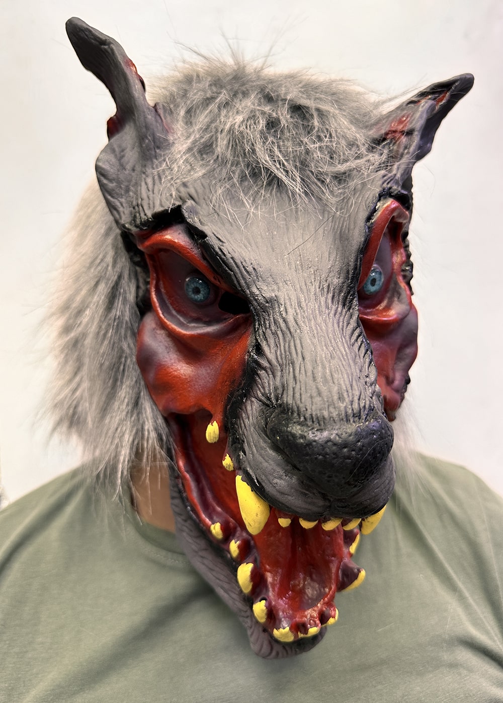 Full Head Latex Gear Open Mouth Wolf Mask (5347)
