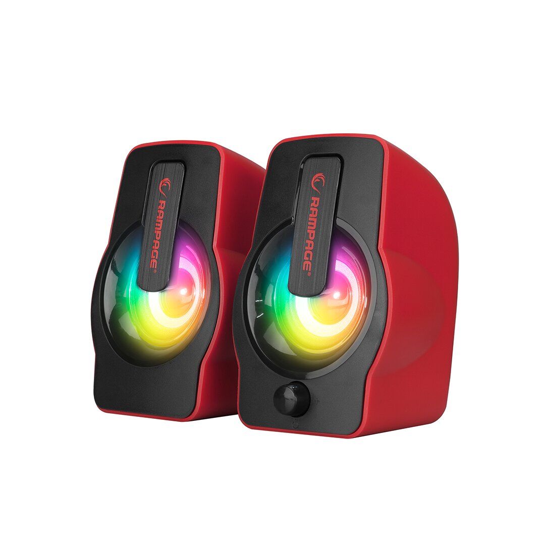 KIRMIZI - RGB IŞIKLI 1+1 HOPARLÖR SPEAKAER SET USB KABLO 2.0 MULTİMEDYA - 6W (5347)