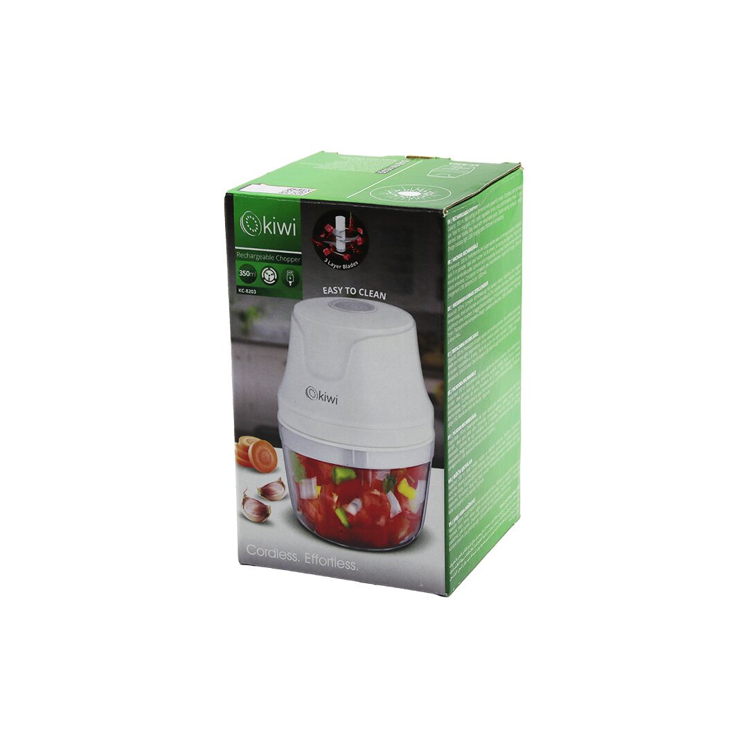 خلاط / مفرمة طعام صغيرة KİWİ KC-8203 USB قابلة للشحن بـ 3 شفرات، سعة 350 مل = وعاء من الميكا الكريستال (5347)
