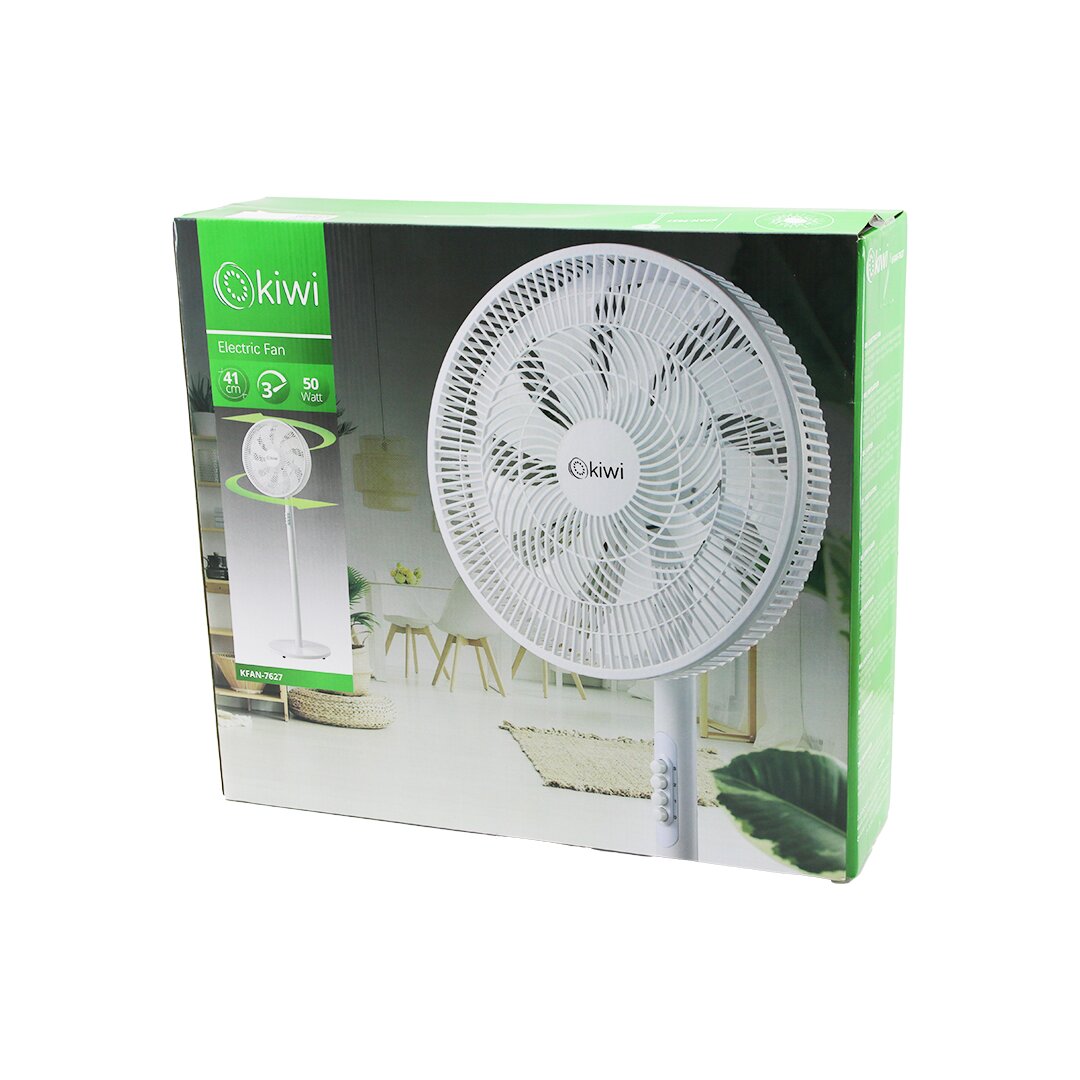 KİWİ KFAN-7627 41CM 50W EV TİPİ AYAKLI VANTİLATÖR 3-KADEME HIZ 9-PLS.KANAT SİGORTALI SESSİZ MOTOR YÜKSEKLİK: 125CM (5347)