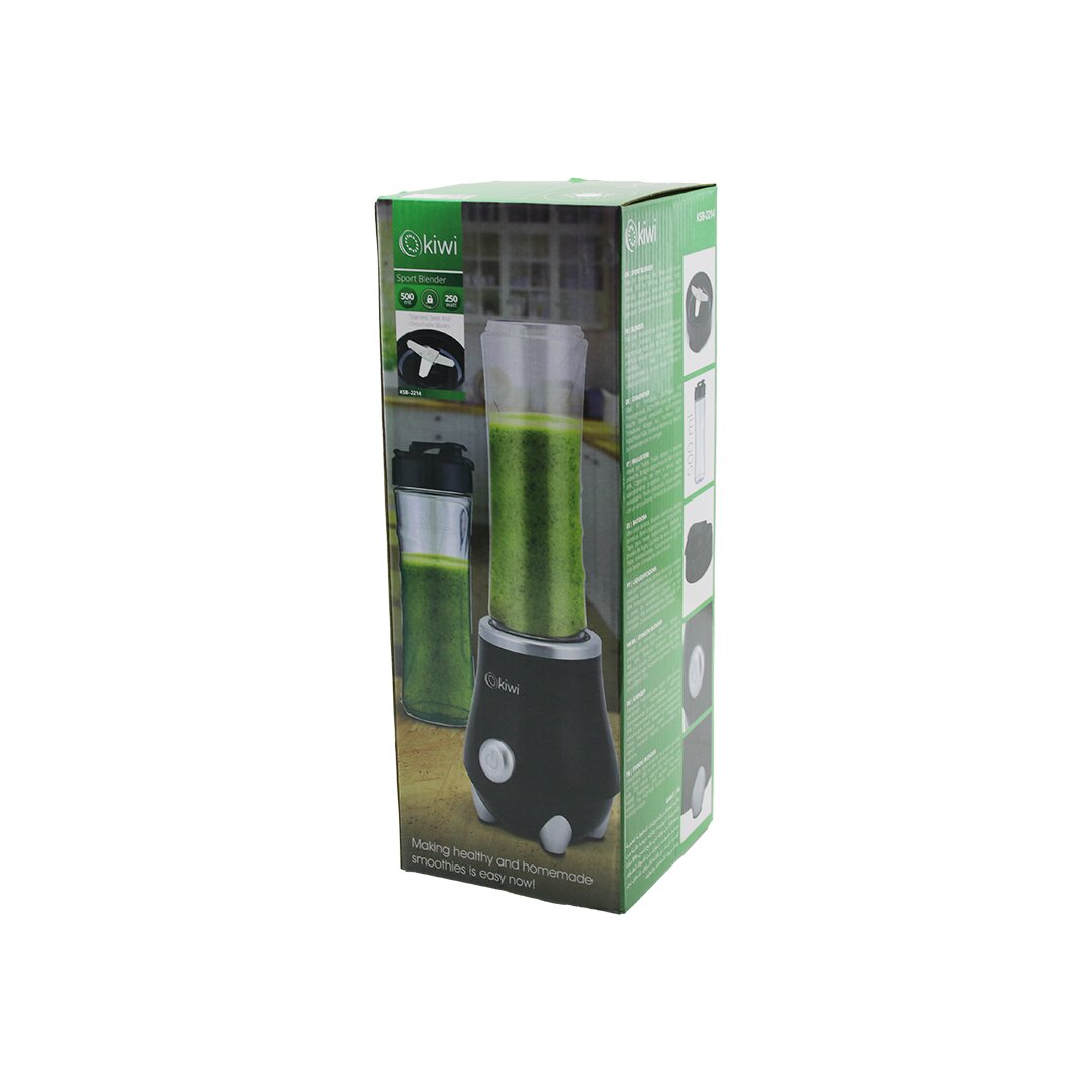خلاط KİWİ KSB-2214 بقاعدة 250 واط 500 مل شفرة ستانلس ستيل 2 في 1 زجاجة = وعاء خلاط - مطرة = مع مقبض حمل (5347)