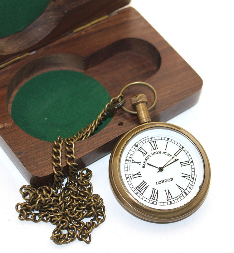 Brass Pocket Watch in Wooden Box Model 4
