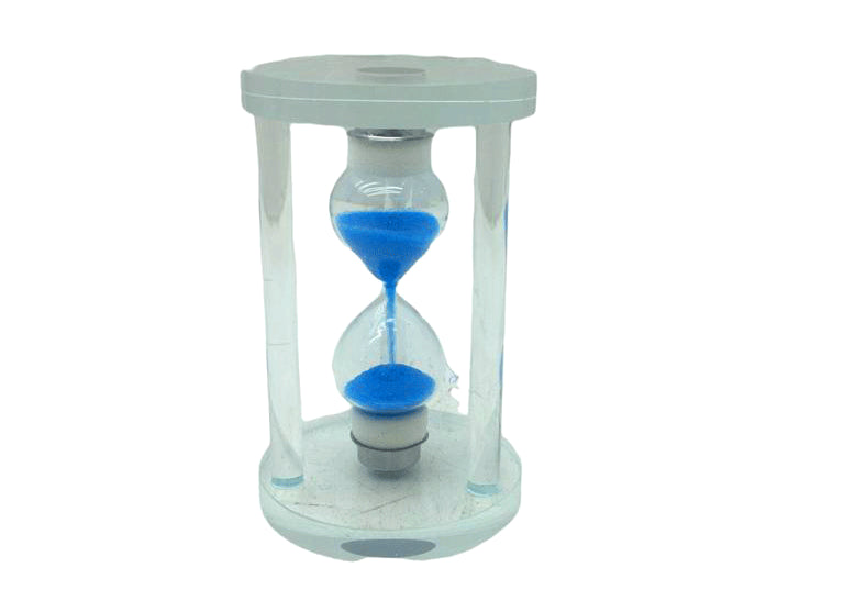 KÜÇÜK CAM KUM SAATİ CAM STANDLI 5 DAKİKA ZAMANLI = ÇAP: 5.8CM-YÜKSEKLİK: 9.8CM (5347)