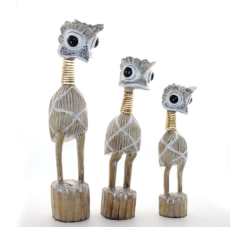 Wooden Set of 3 Emu Birds