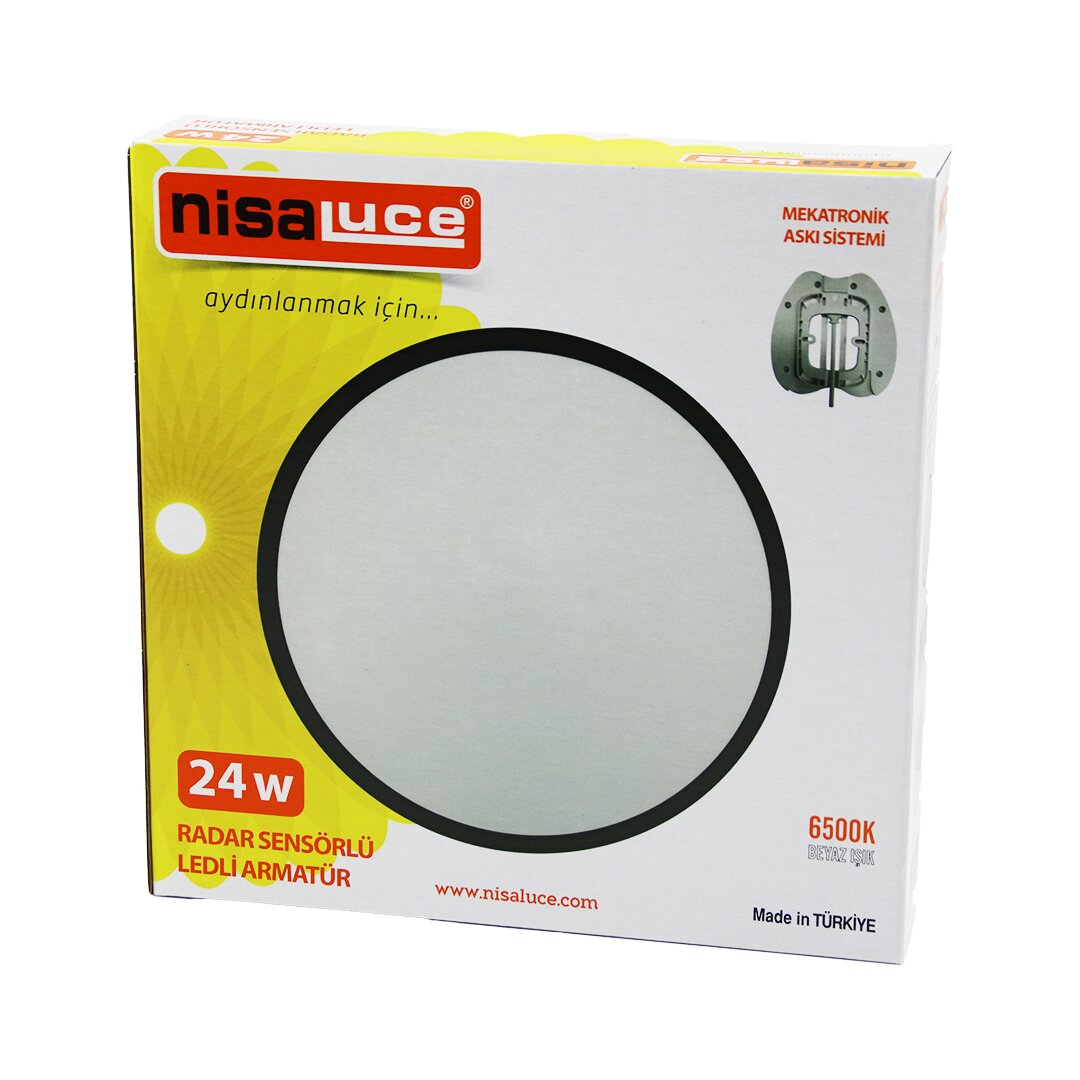 Nİسالوسي EAMP-106/B 24 واط وحدة إنارة LED بمستشعر رادار، إطار أبيض، نظام تعليق ميكاترونيك 6500K - 2160 لومن (5347)